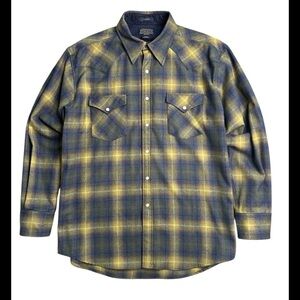 Pendleton Canyon Men's green and Yellow Check Plaid Shirt NWOT